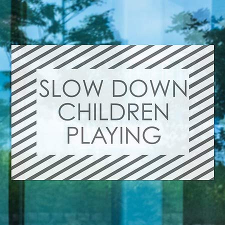 CGSignLab | האט ילדים משחקים -מפשטים לבנים נצמד חלון | 36 x24